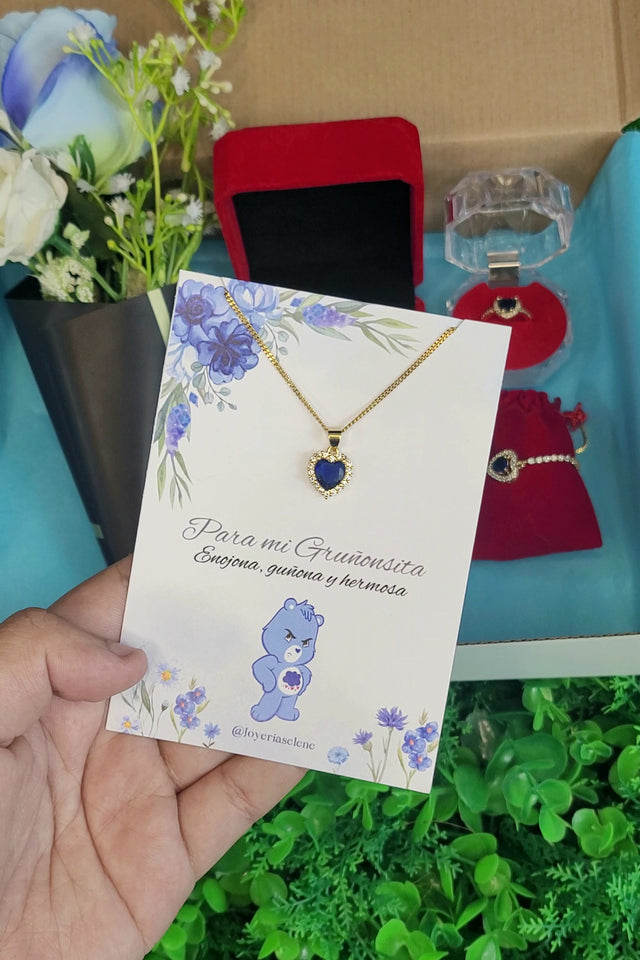 SET GRUÑONCITA 🐻💙 COLLAR, PULSERA, ANILLO Y RAMO DE FLORES🎁💐